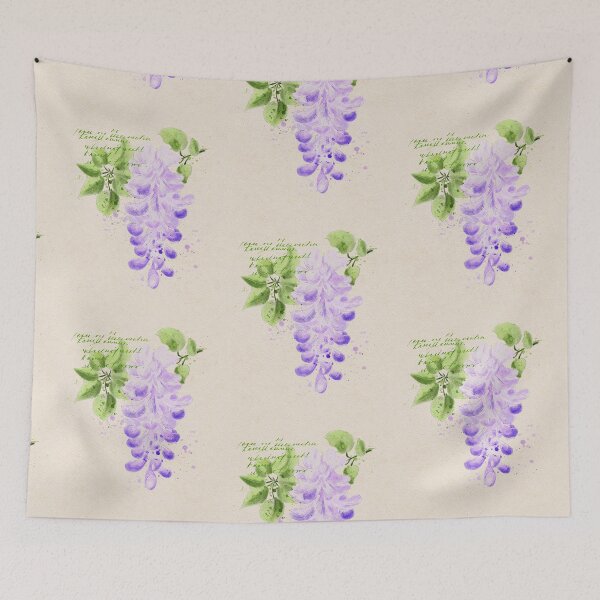 Item preview, Vintage Watercolor Wisteria Botanical Illustration with Calligraphy designed and sold by LafinaArt.