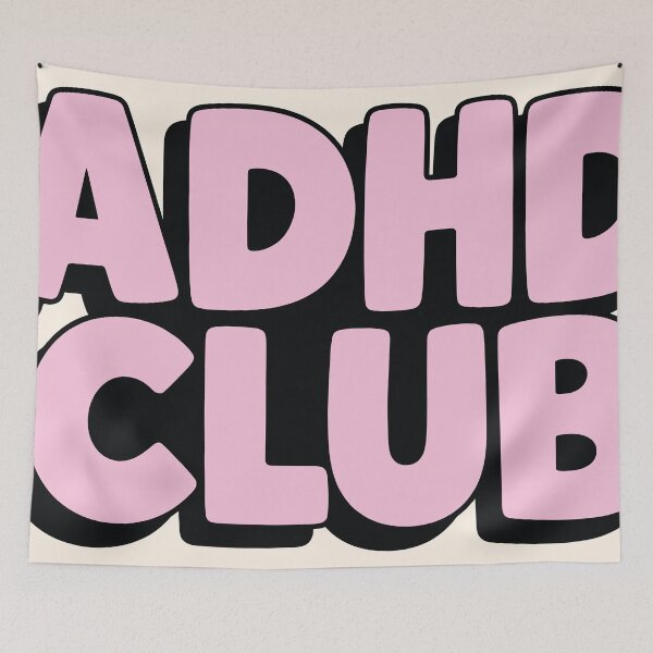 Item preview, ADHD Club Pink Retro Typography designed and sold by Blinkwater Designs.