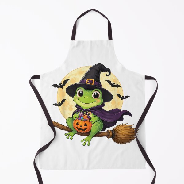 Item preview, Cute Witch Frog on Broom Trick or Treat Halloween designed and sold by VioletNance.