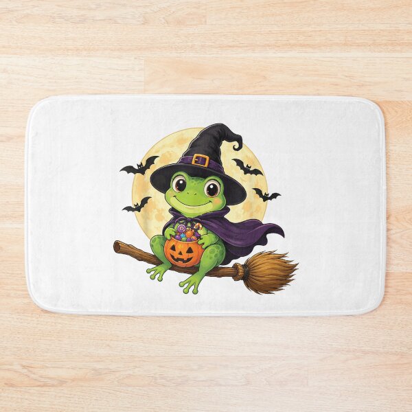 Item preview, Cute Witch Frog on Broom Trick or Treat Halloween designed and sold by VioletNance.
