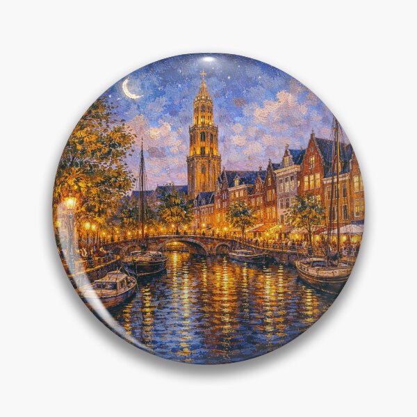 Item preview, Groningen by night painting, the Netherlands – A Beautiful place in Europe. designed and sold by GalleryKauffeld.