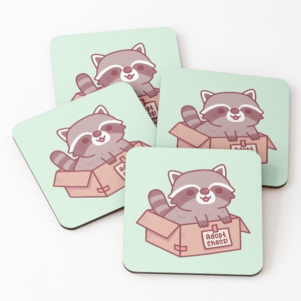Item preview, Adopt Chaos Funny Cute Raccoon in Cardboard Box designed and sold by rustydoodle.