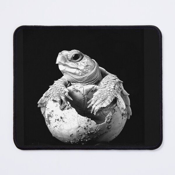 Item preview, Baby Turtle Hatching from Egg Black and White Wildlife Art Design designed and sold by inkoutninja.