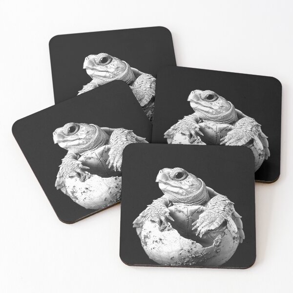 Item preview, Baby Turtle Hatching from Egg Black and White Wildlife Art Design designed and sold by inkoutninja.