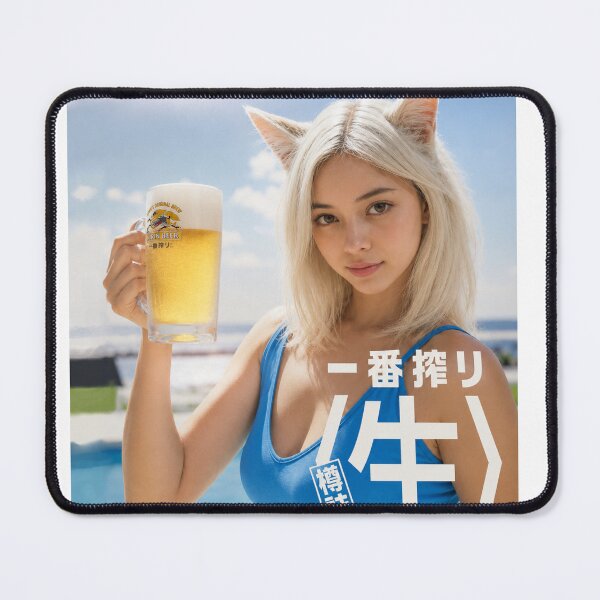 Item preview, Cat Girl Draft Beer Poster Parody designed and sold by Komatoya.