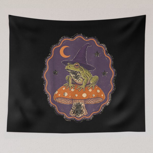 Item preview, Vintage Witch Frog on Mushroom Retro Halloween designed and sold by VioletNance.