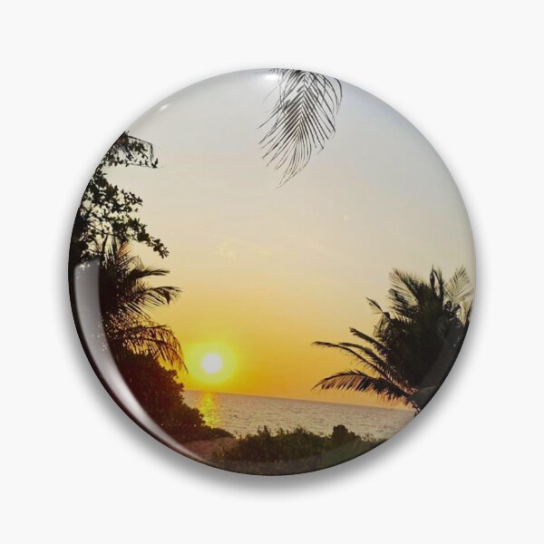 Item preview, Vibrant Tropical Sunset Beach with Coconut Palms, Ocean Wave Photography designed and sold by BlossoraStudio.