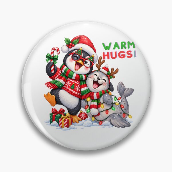 Item preview, Warm Hugs Cute Christmas Penguin and Baby Seal designed and sold by Sitred123.