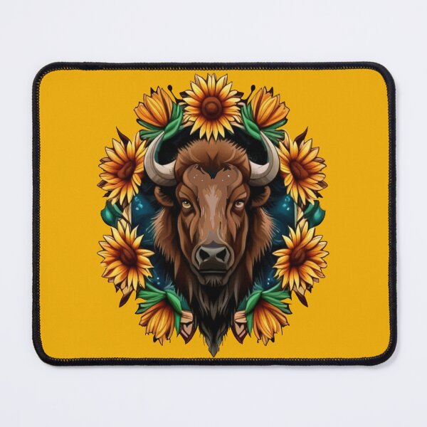 Item preview, American Bison With Sunflower Wreath Kansas State Tattoo Art designed and sold by taiche.