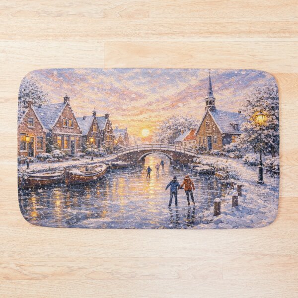 Item preview, Hindeloopen in the Netherlands painting – a winter scene in this beautiful European place. designed and sold by GalleryKauffeld.