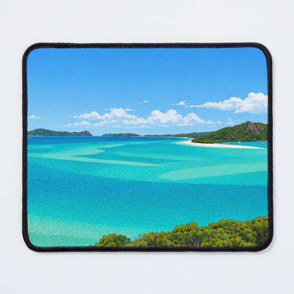 Item preview, Whitsundays Hill Inlet Print — Swirling Sands and Whitehaven Beach Illustration, Queensland Australia designed and sold by IsleAmore.