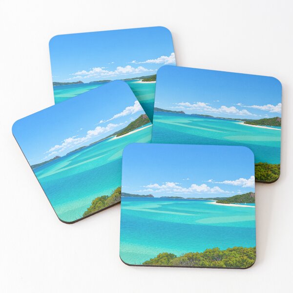 Item preview, Whitsundays Hill Inlet Print — Swirling Sands and Whitehaven Beach Illustration, Queensland Australia designed and sold by IsleAmore.