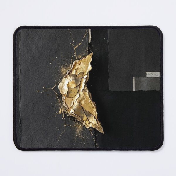 Item preview, Golden Fragment – Minimalist Charcoal & Gold Leaf Abstract Collage designed and sold by Zaramodo.