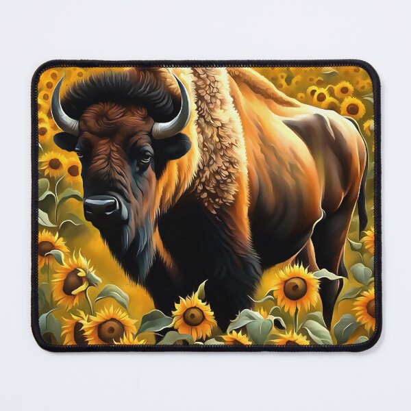Item preview, American Bison On A Kansas Range Of Sunflowers designed and sold by taiche.