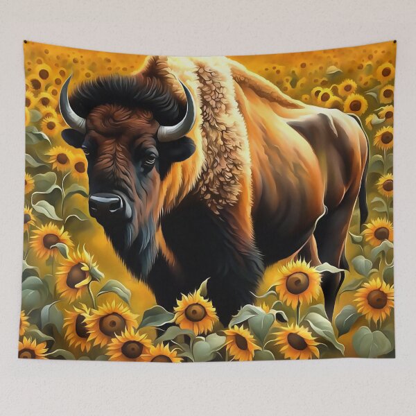 Item preview, American Bison On A Kansas Range Of Sunflowers designed and sold by taiche.