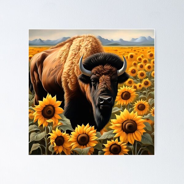 Item preview, Kansas Bison On The Range Of Sunflowers designed and sold by taiche.