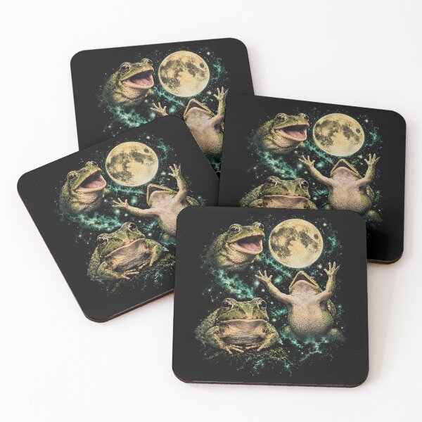 Item preview, Celestial Frog Trio Full Moon Cosmic Galaxy Art designed and sold by VioletNance.
