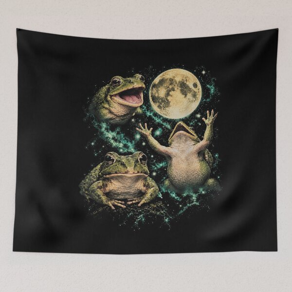 Item preview, Celestial Frog Trio Full Moon Cosmic Galaxy Art designed and sold by VioletNance.