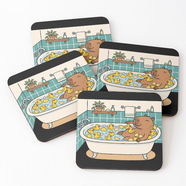 Item preview, Capybara Bubble Bath with Rubber Ducks and Yuzu designed and sold by PutroGraph.