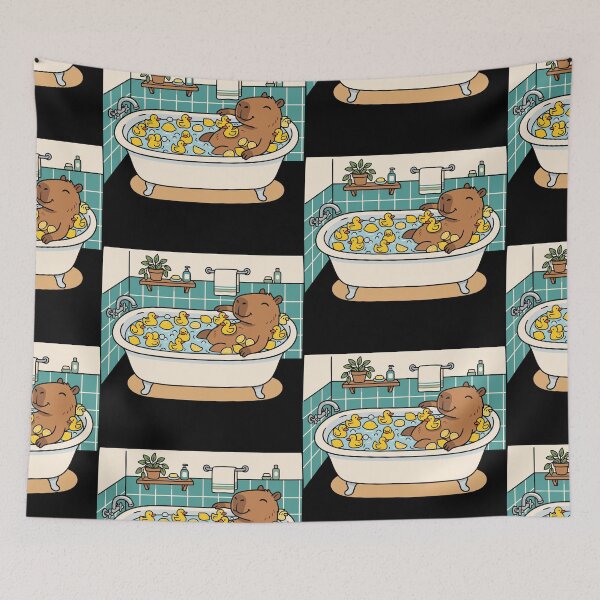 Item preview, Capybara Bubble Bath with Rubber Ducks and Yuzu designed and sold by PutroGraph.