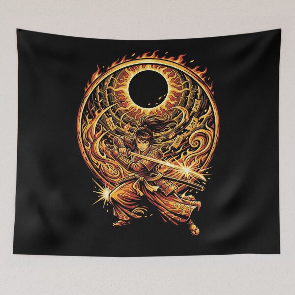 Item preview, Onna-Musha Female Samurai Solar Eclipse Fire Blade Japanese Anime Aesthetic designed and sold by mood-draftsman.