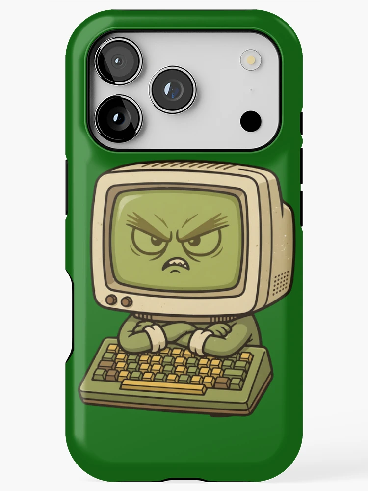 Thumbnail 1 of 4, iPhone Case, Grumpy Retro Computer Cartoon designed and sold by PreeCha Art & Co..
