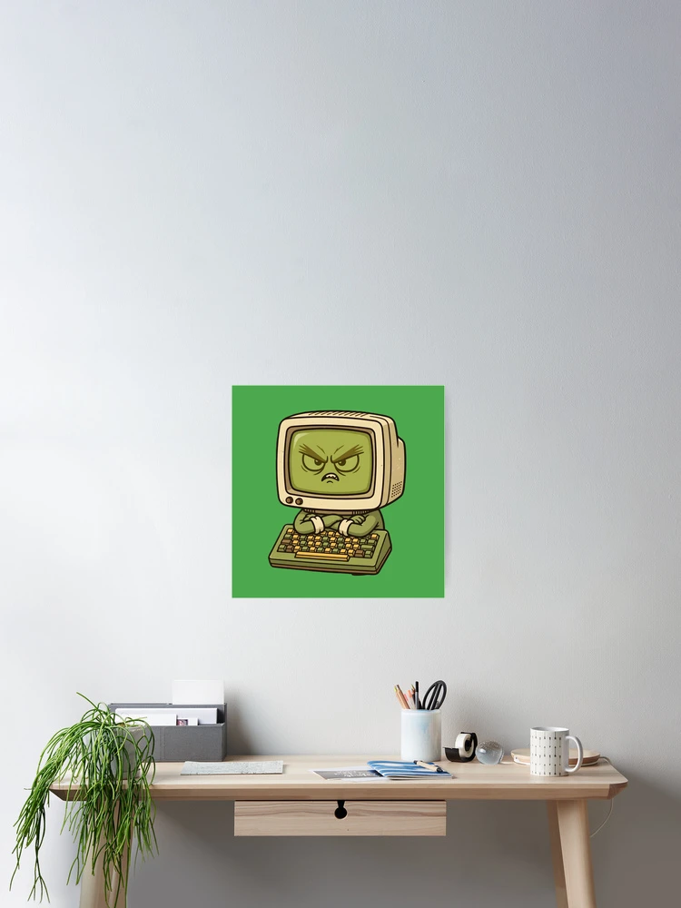 Thumbnail 2 of 3, Poster, Grumpy Retro Computer Cartoon designed and sold by PreeCha Art & Co..