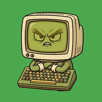 Artwork thumbnail, Grumpy Retro Computer Cartoon by PreeCha Art & Co.