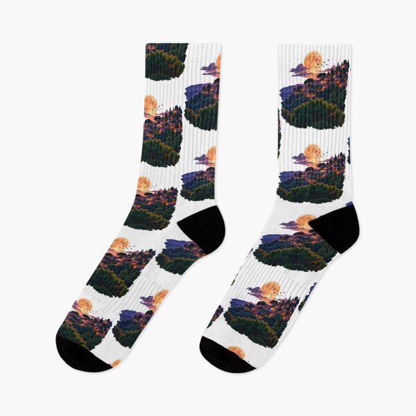 Item preview, Moonlit Village Night Sticker | Full Moon & Mountain Landscape | Dreamy Nature Aesthetic designed and sold by Ishratparween11.