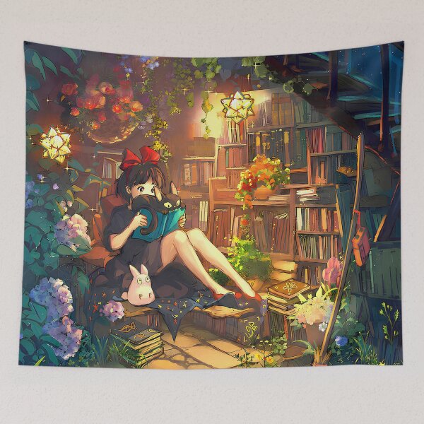 Item preview, Cute kawaii art girl [[kiki's]]-%[ghiblis]%- riding book aways  designed and sold by pryielvart.