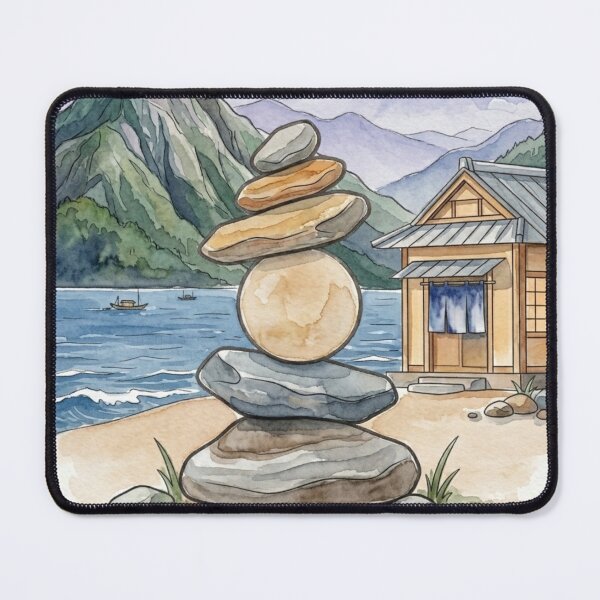 Item preview, Zen Stone Cairn Mountain Lake designed and sold by Dreamic.Art.