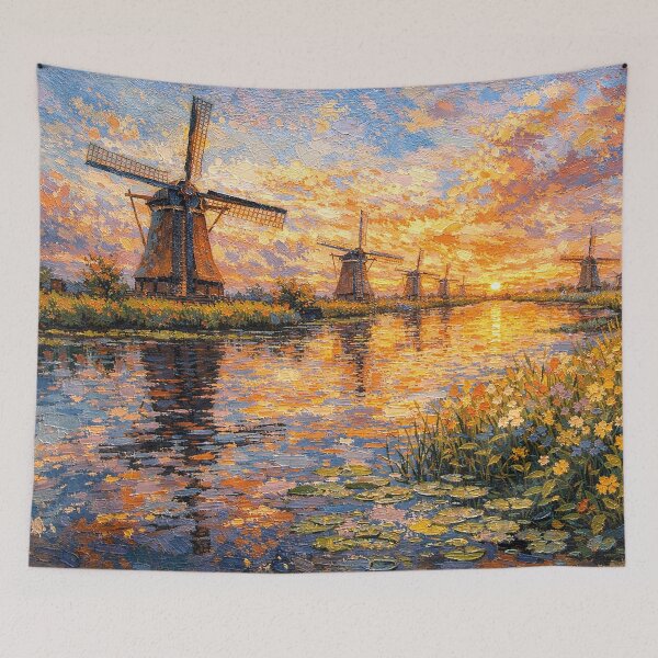Item preview, A painting of Kinderdijk, the Netherlands – A Beautiful place in Europe. designed and sold by GalleryKauffeld.