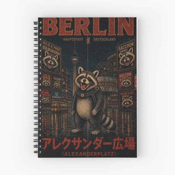 Item preview, Berlin Germany - Giant Happy Raccoon at Alexanderplatz Vintage Poster designed and sold by BRTHRCNK01.