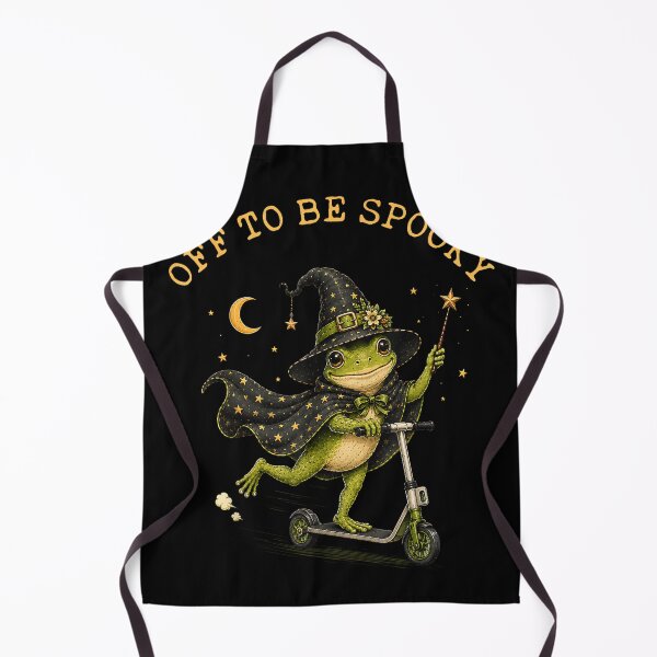 Item preview, Off to Be Spooky Frog Witch Riding Scooter Halloween designed and sold by VioletNance.