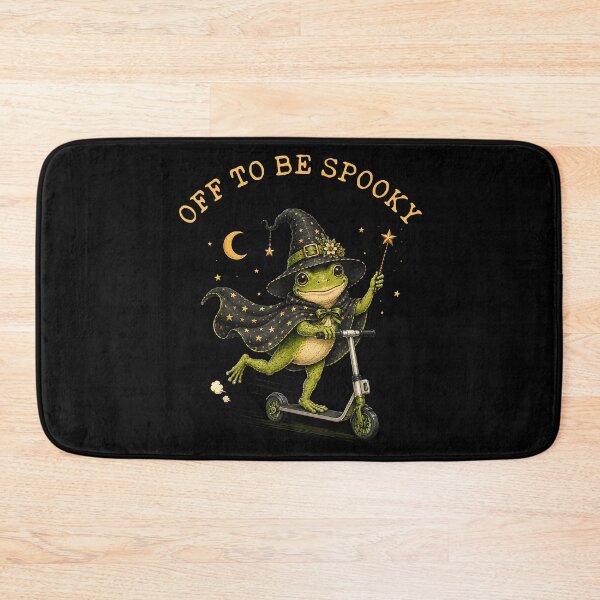Item preview, Off to Be Spooky Frog Witch Riding Scooter Halloween designed and sold by VioletNance.