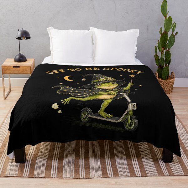 Item preview, Off to Be Spooky Frog Witch Riding Scooter Halloween designed and sold by VioletNance.