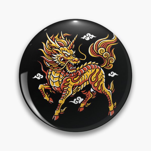 Item preview, Japanese Kirin Mythical Beast Qilin Dragon Fire Asian Tattoo Aesthetic designed and sold by mood-draftsman.