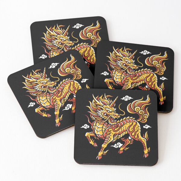 Item preview, Japanese Kirin Mythical Beast Qilin Dragon Fire Asian Tattoo Aesthetic designed and sold by mood-draftsman.
