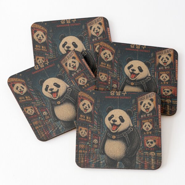 Item preview, Seoul Korea - Giant Happy Panda at Gangnam District Vintage Poster designed and sold by BRTHRCNK01.