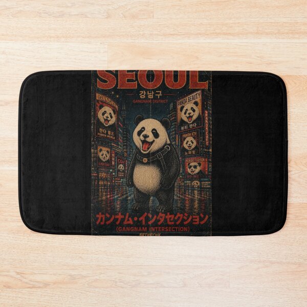 Item preview, Seoul Korea - Giant Happy Panda at Gangnam District Vintage Poster designed and sold by BRTHRCNK01.