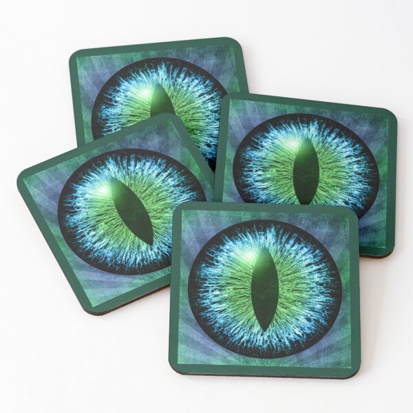 Item preview, Green Cats Eye Creepy Dark Watcher Art designed and sold by Ghoul Enterprises.