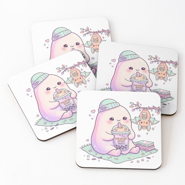 Item preview, Cute Ghost Drinking Boba Pumpkin Spice Bat Pastel Goth Fall designed and sold by KreatoLab.