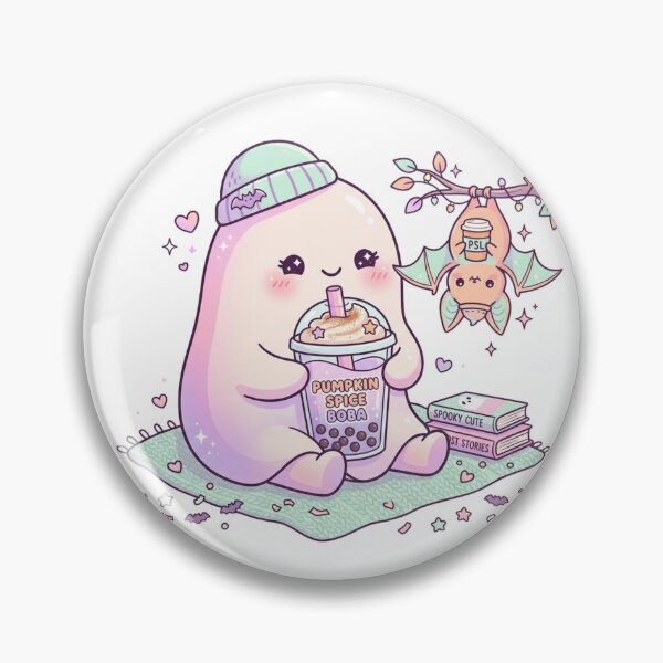 Item preview, Cute Ghost Drinking Boba Pumpkin Spice Bat Pastel Goth Fall designed and sold by KreatoLab.