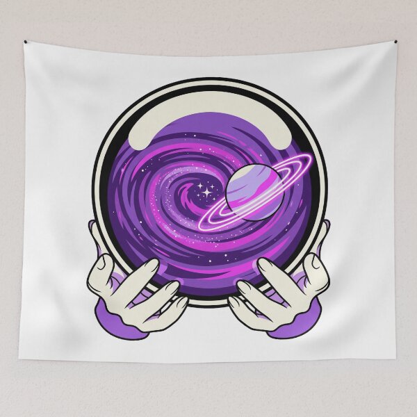 Item preview, Celestial Crystal Ball Galaxy Saturn Divination Witchy Hands Aesthetic designed and sold by mood-draftsman.