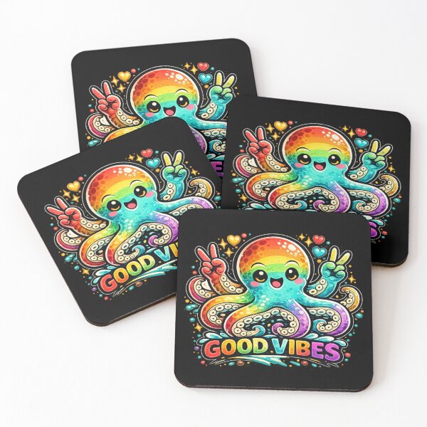 Item preview, Good Vibes – Colorful Happy Octopus Design designed and sold by ArtisticHeart21.