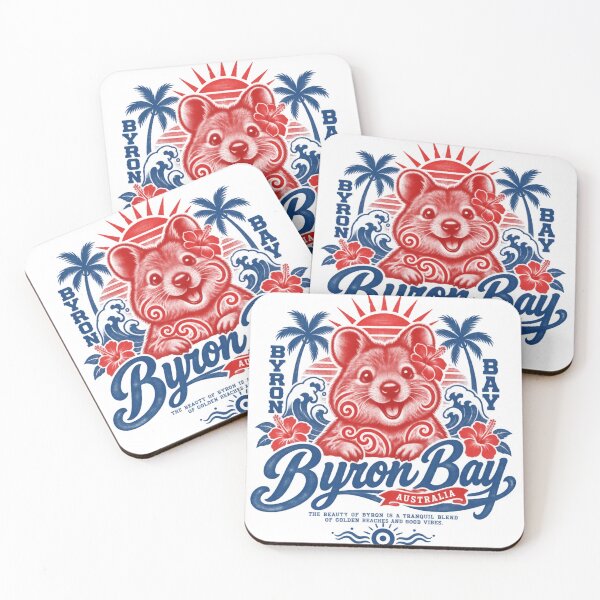 Item preview, Byron Bay Australia Cute Quokka Retro Surf Hibiscus Sunset Beach designed and sold by Yellowriversss.