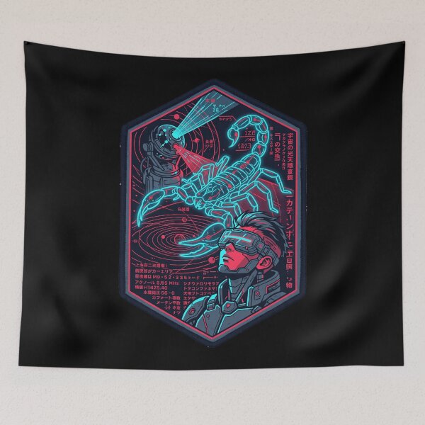 Item preview, Cyberpunk Scorpio Zodiac Neon Hologram Techwear Anime Astronaut Aesthetic designed and sold by mood-draftsman.