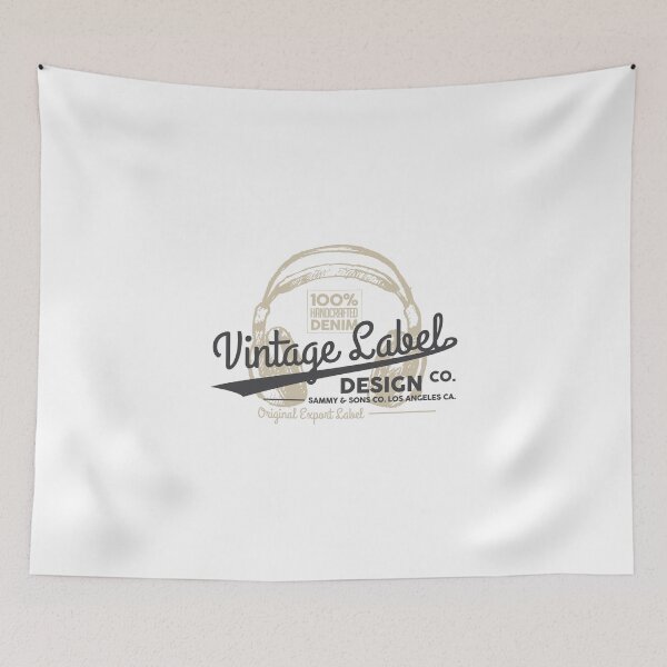 Item preview, Vintage Headphones Audio Studio Denim Label Emblem designed and sold by FitNow.