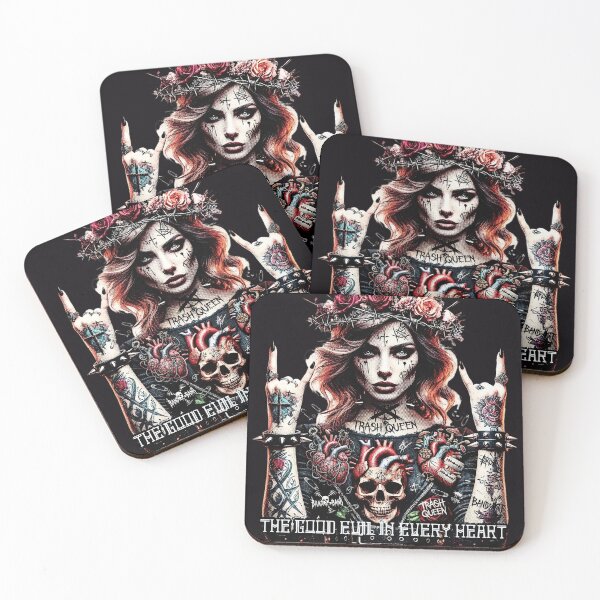Artikelvorschau, Tätowierte Frau, Totenkopf, Herzen, Krone entworfen und verkauft von Voodoo Store Paranormal Collections.