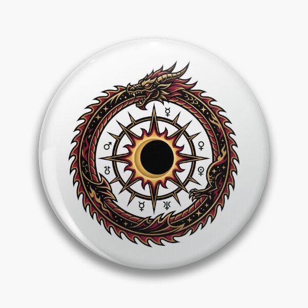 Item preview, Ouroboros Dragon Solar Eclipse Alchemy Astrolabe Occult Crest Aesthetic designed and sold by mood-draftsman.